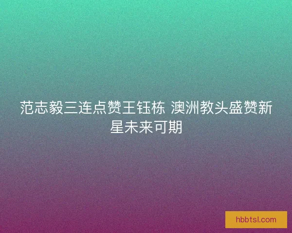 范志毅三连点赞王钰栋 澳洲教头盛赞新星未来可期