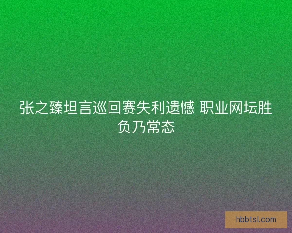 张之臻坦言巡回赛失利遗憾 职业网坛胜负乃常态 张之臻坦言巡回赛失利遗憾 职业网坛胜负乃常态
